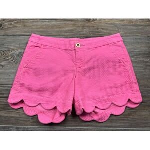 Lilly Pulitzer Buttercup Stretch Short Pink Tropics Textured Scalloped Edge 4